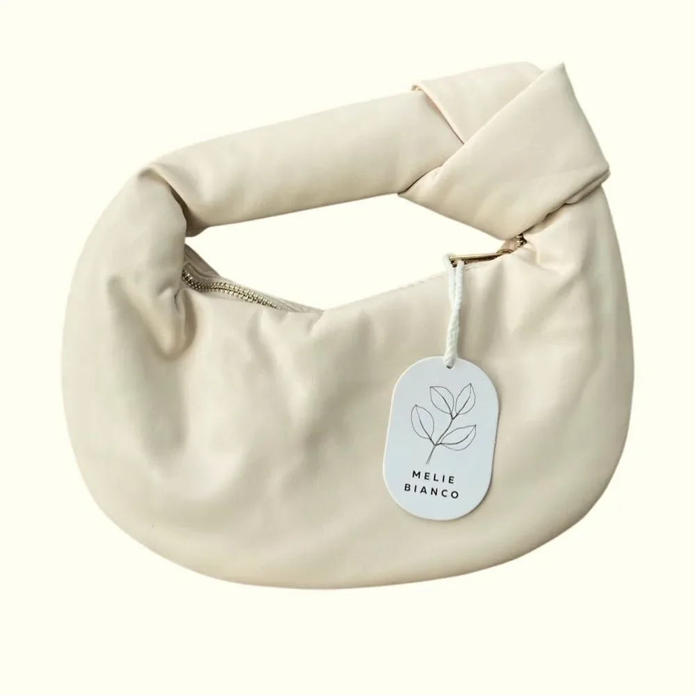 Melie Bianco Ivory Faux Leather Knot Bag NWT